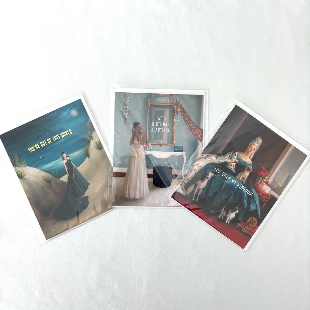Janet Hill Studio Greeting Card 3 PC Set NWT Blank Canadian Artist Whimsical